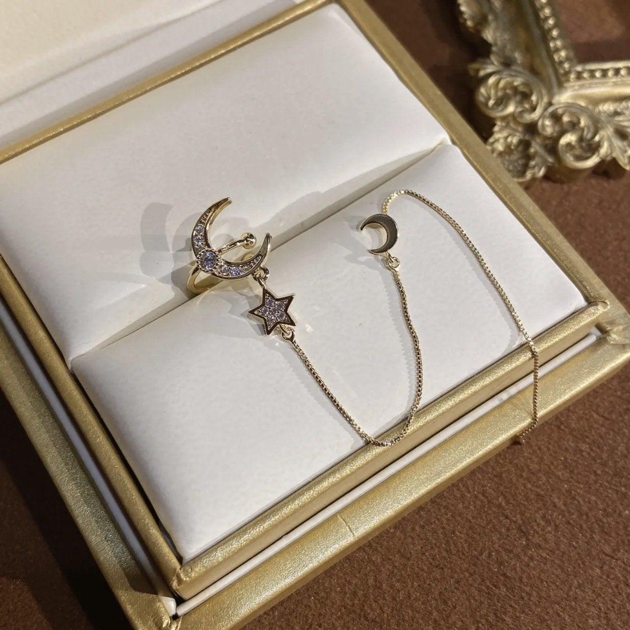 Star and Moon Tassel Earrings