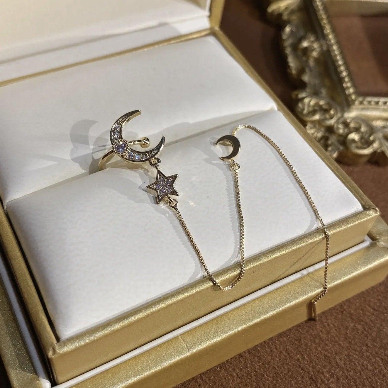 Star and Moon Tassel Earrings