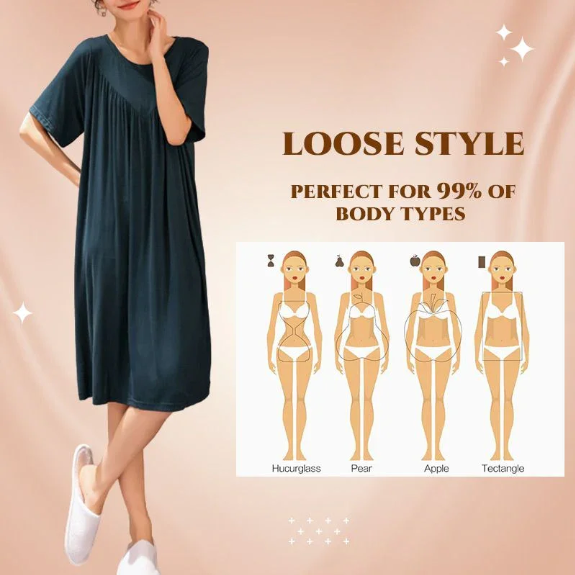 Super Soft Comfortable Short Sleeve Loose Pajama Dress