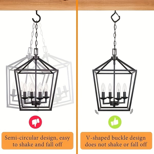 10pcs Square Snap Hanging Hooks - Anti-Drop Bonsai Hooks with Safety Buckles for Christmas Rope String Lights + Free Hook mounting tool