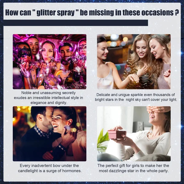 WATERPROOF GLITTER SPRAY STAGE PARTY HAIR AND CLOTHES