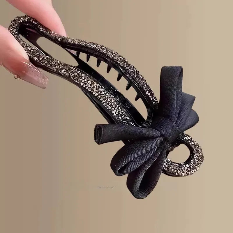 Sparkling Elegant Black Bow Hair Clip for Updos(2 Pack)