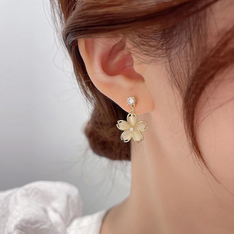 Cat's Eye Opals Sakura AB Sides Earrings