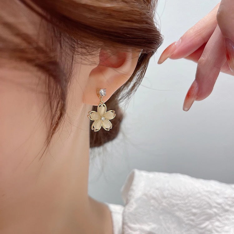 Cat's Eye Opals Sakura AB Sides Earrings