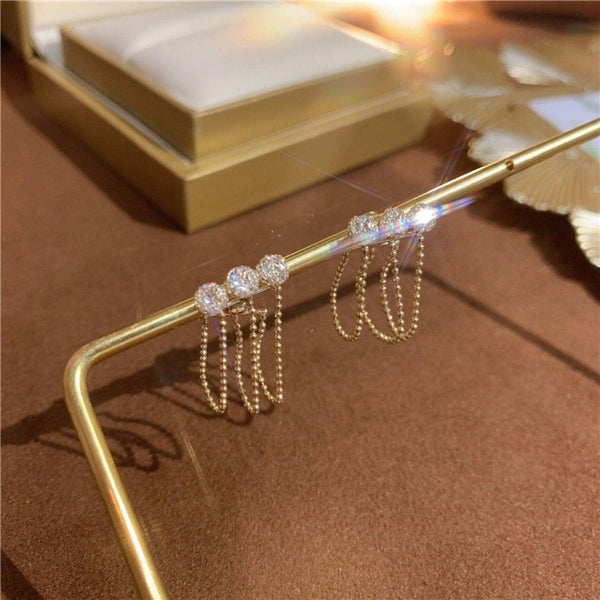 Diamond Tassel Chain Earrings