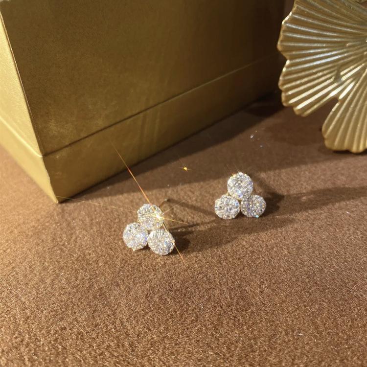 Tassel Diamond Long Earrings Gold Mesh Ball Stud Earrings