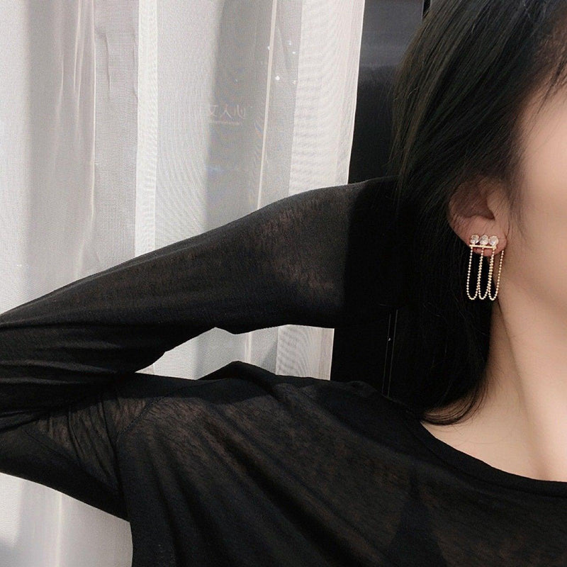 Diamond Tassel Chain Earrings