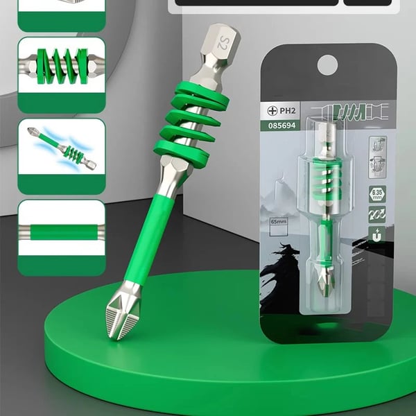 Anti-Slip Magnetic Phillips Bit with Spring