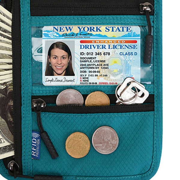 Travel Neck Pouch Neck Wallet with RFID Blocking Passport Holder