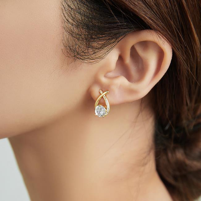 Cross Diamond Stud Earrings