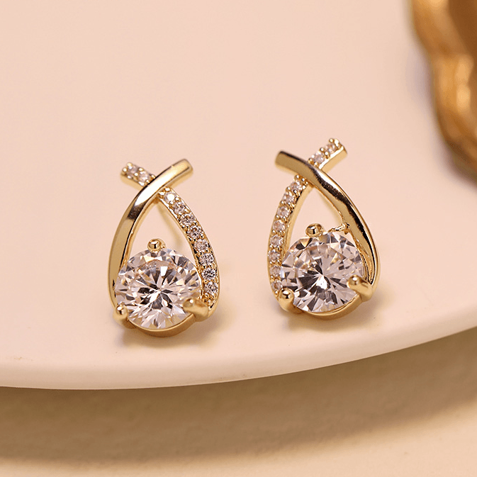 Cross Diamond Stud Earrings