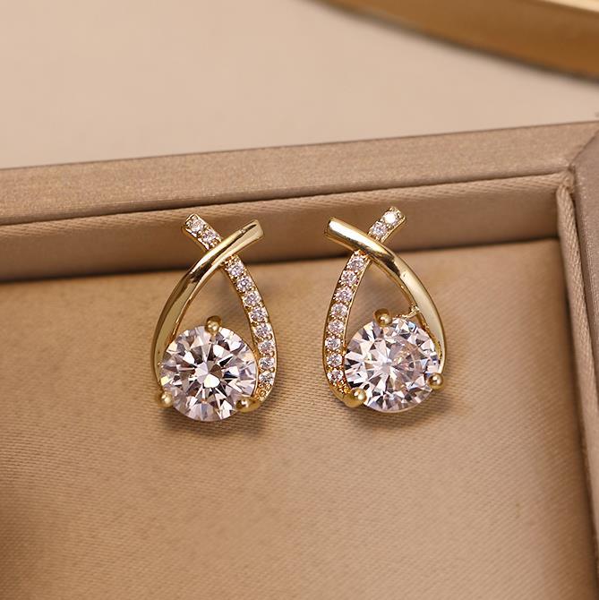 Cross Diamond Stud Earrings
