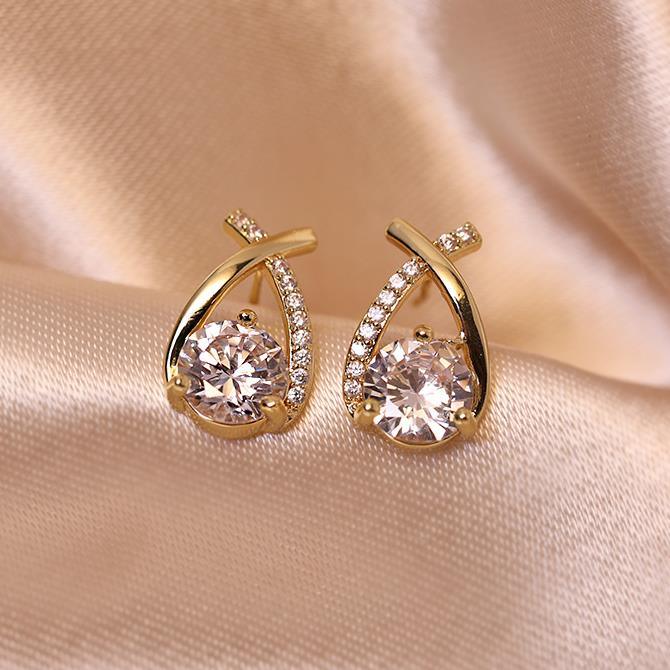 Cross Diamond Stud Earrings