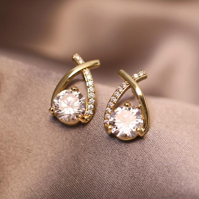 Cross Diamond Stud Earrings