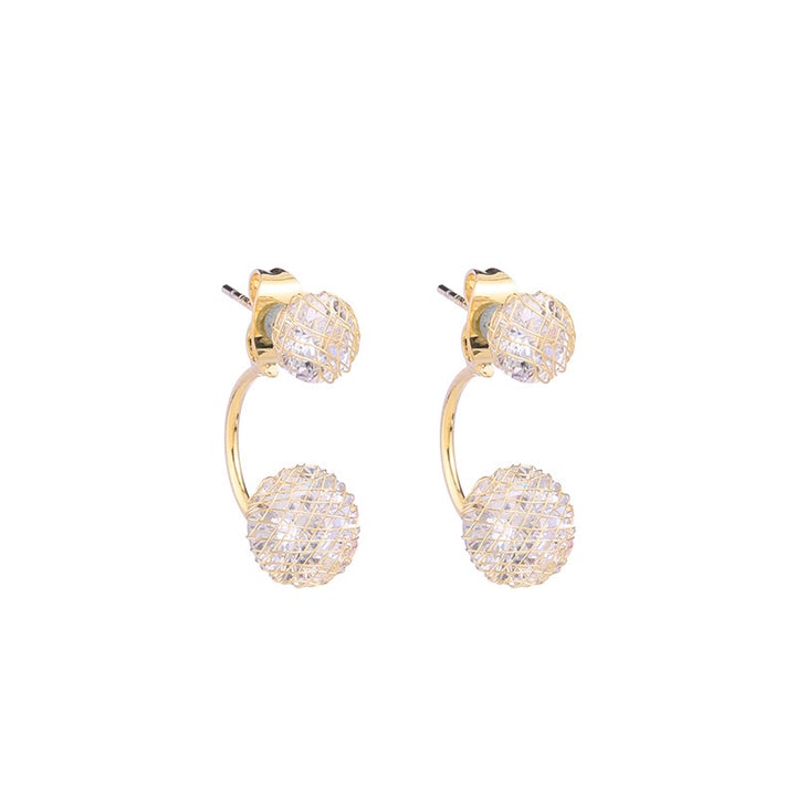 Simple Hollow Diamond Ball Earrings