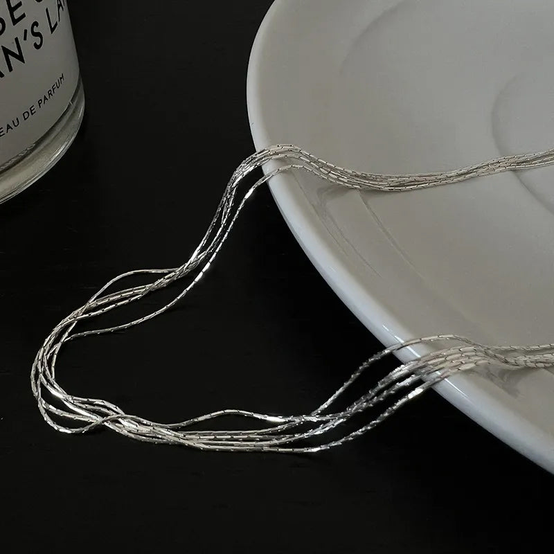 Soft Silver Chain Tassel Necklace