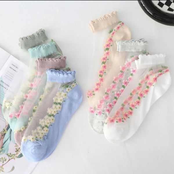 Summer Floral Breathable Socks (7 pairs)