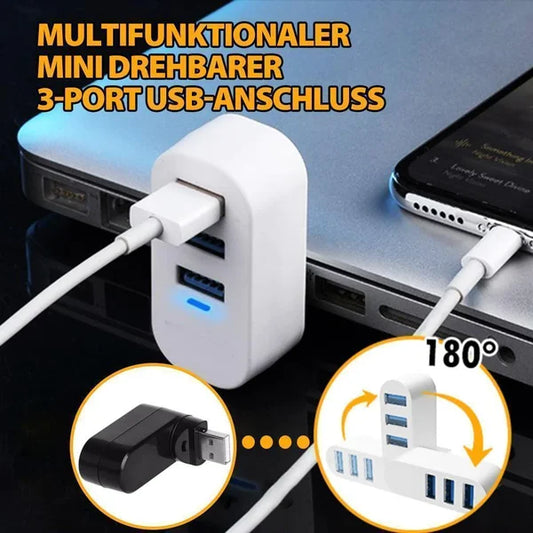 Multifunctional mini rotatable 3-port USB port