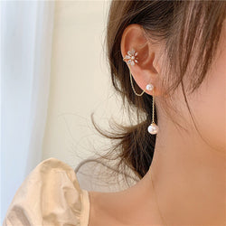 Temperament Pearl Daisy Ear Clip Earrings