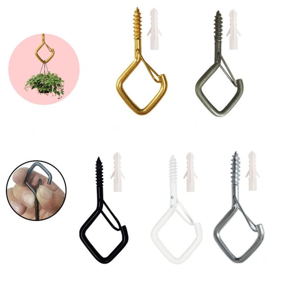 10pcs Square Snap Hanging Hooks - Anti-Drop Bonsai Hooks with Safety Buckles for Christmas Rope String Lights + Free Hook mounting tool