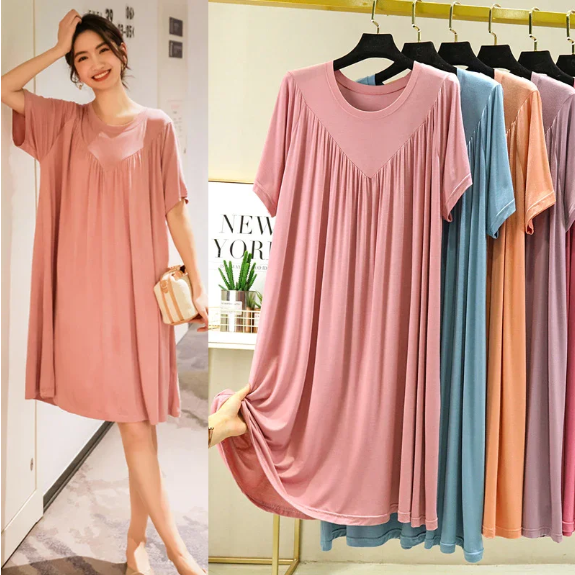 Super Soft Comfortable Short Sleeve Loose Pajama Dress