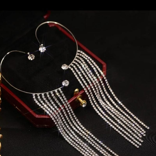 Sparkling Diamond Tassel Earrings ( 1 pair )