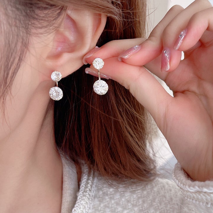 Simple Hollow Diamond Ball Earrings