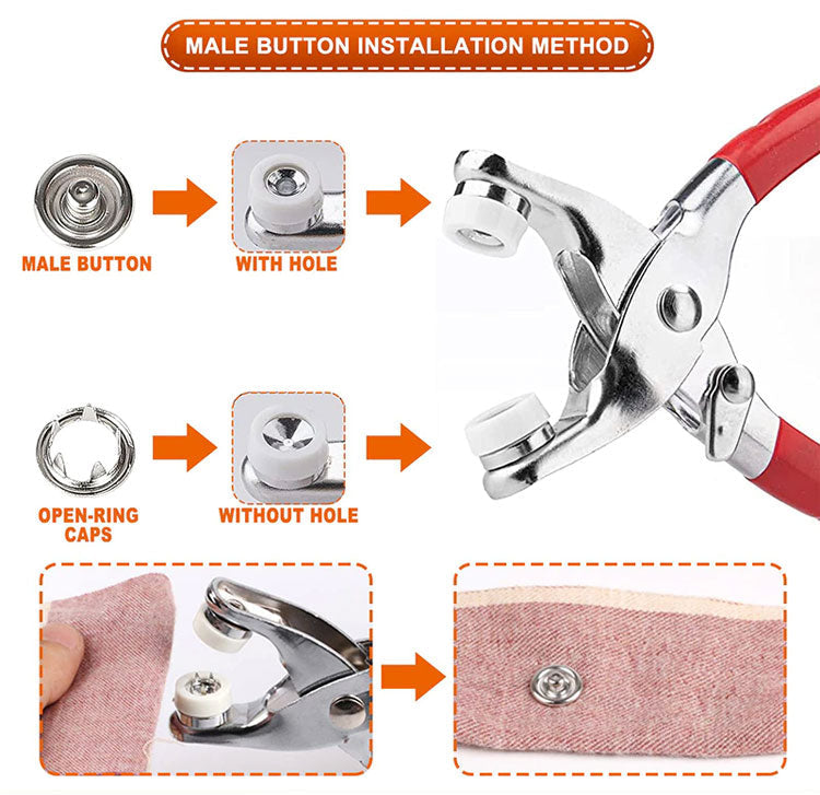 Metal Snap Buttons with Fastener Pliers Tool Kit