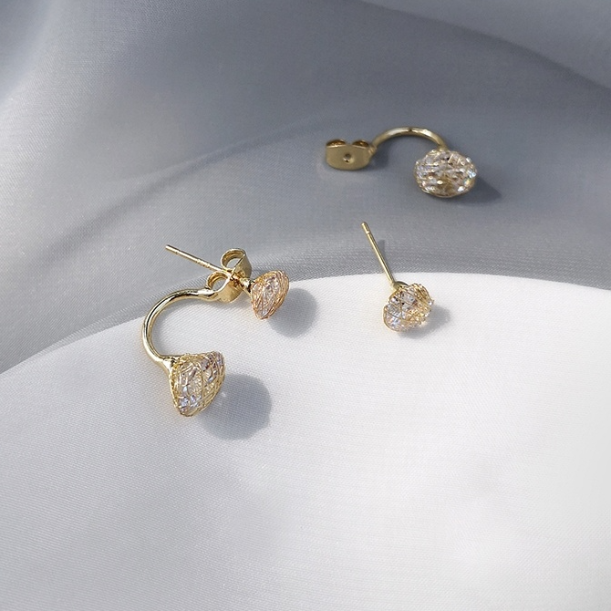 Simple Hollow Diamond Ball Earrings