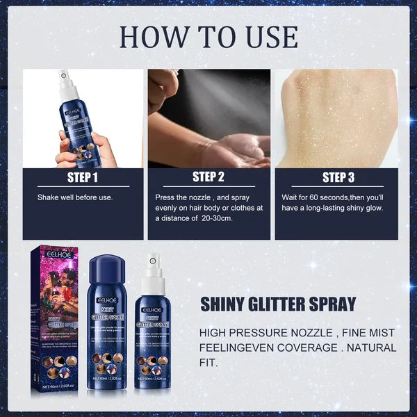 WATERPROOF GLITTER SPRAY STAGE PARTY HAIR AND CLOTHES