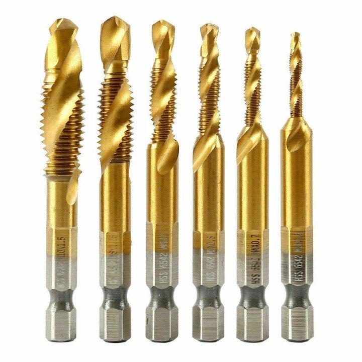 6 Piece Metric Thread Tap Drill Bits Set