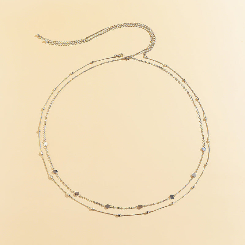 Double layer Geometric Wafer Waist Chain