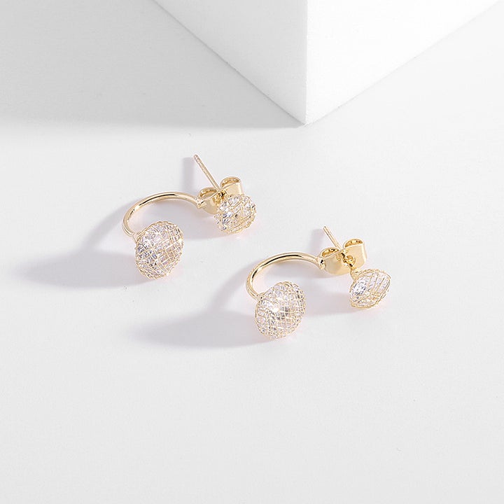 Simple Hollow Diamond Ball Earrings