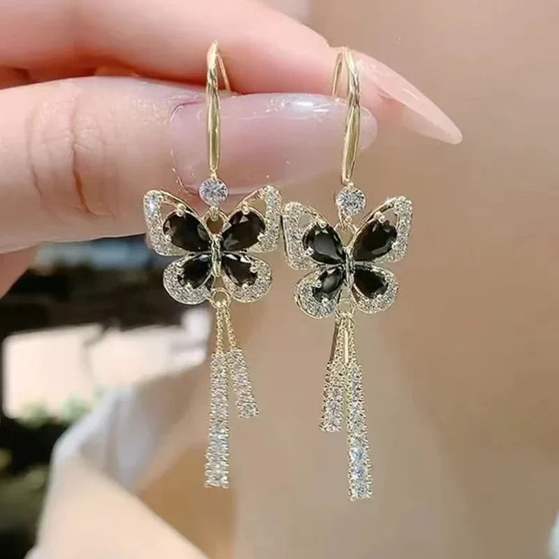 🎁Crystal Butterfly Tassel Earrings