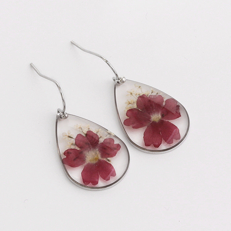 Preserved flower earrings