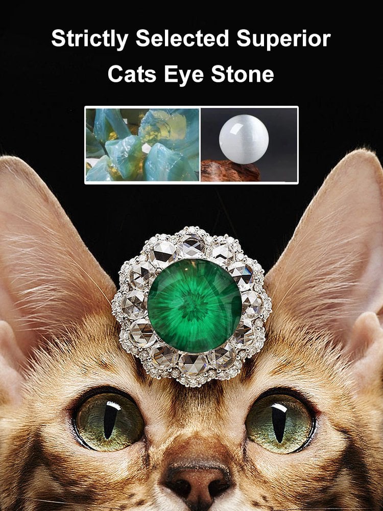 Cat's Eye Stone Solid Diamond Necklace