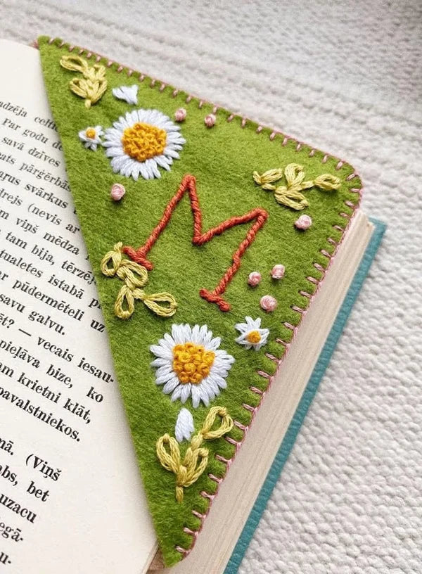 Personalized Hand Embroidered Corner Bookmark