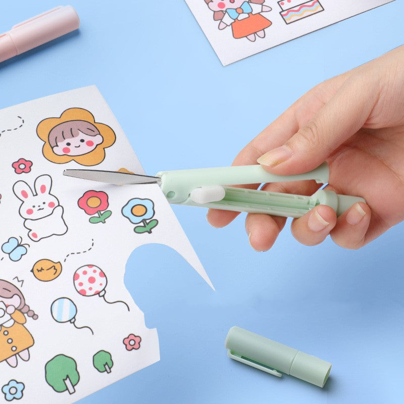 Mini Folding Pen Scissors Graving Knife for Kids