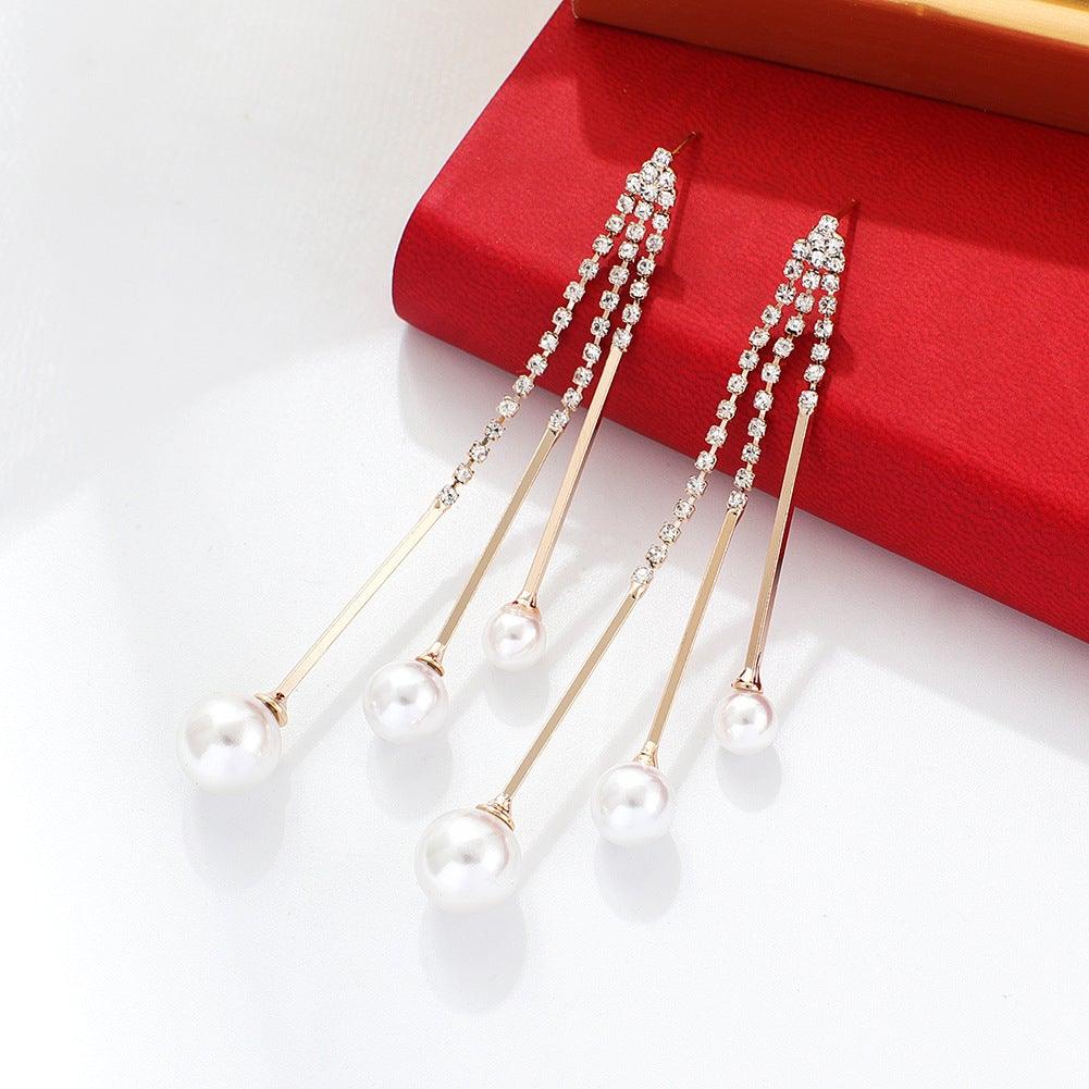 Elegant Pearl Tassel Earrings