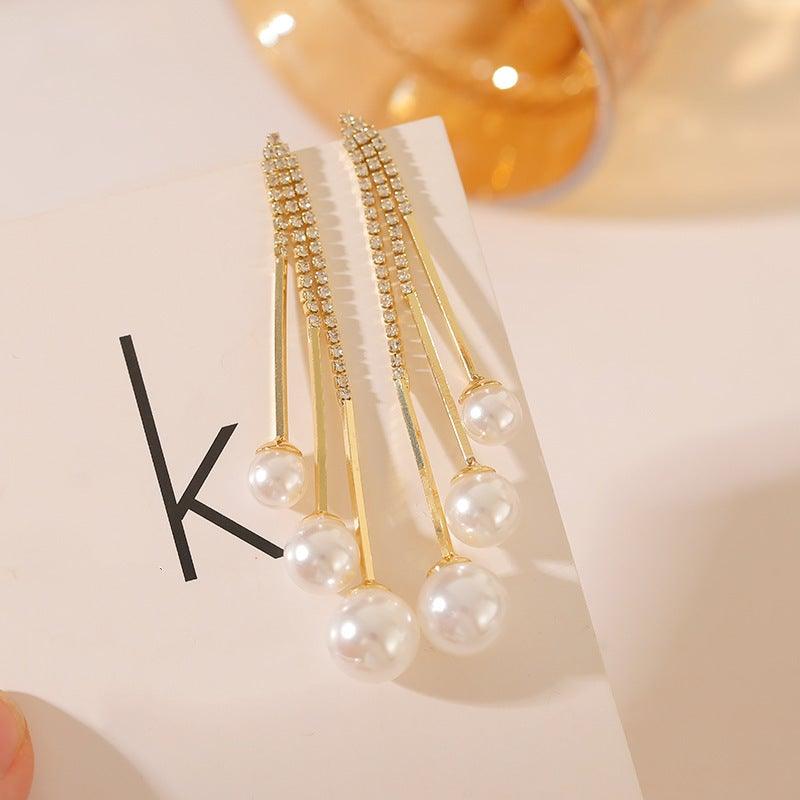 Elegant Pearl Tassel Earrings