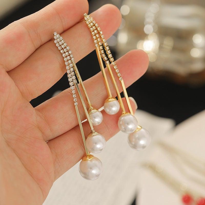 Elegant Pearl Tassel Earrings