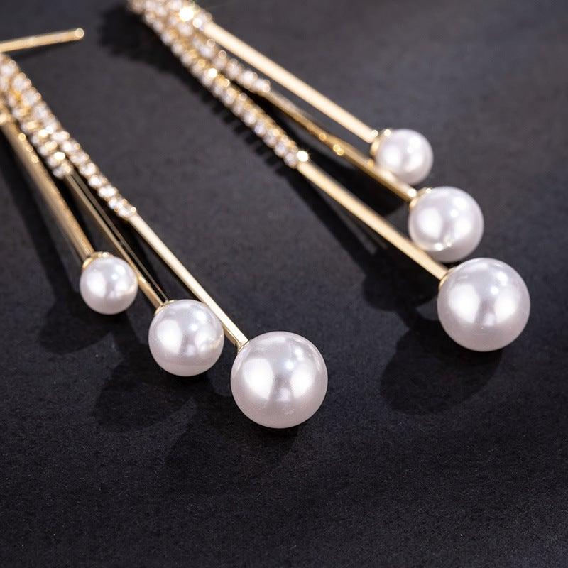 Elegant Pearl Tassel Earrings