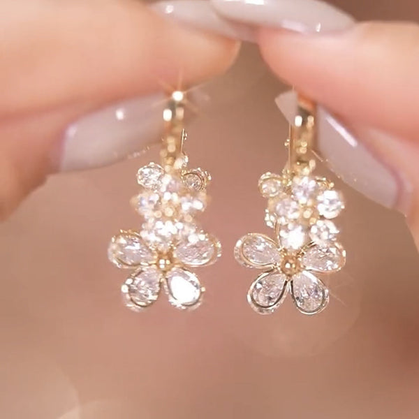 Crystal Flowers Drop Earrings