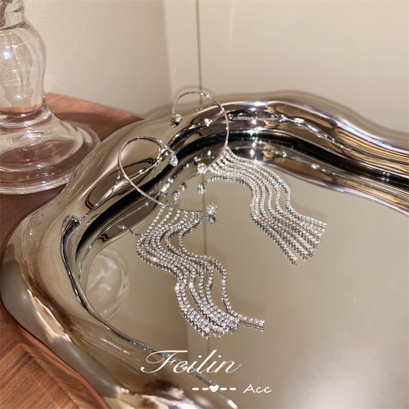 Sparkling Diamond Tassel Earrings