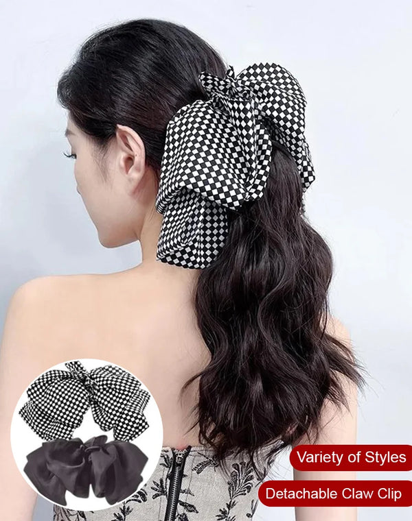 [Gentle and Sweet] Natural Wavy Claw Clip Ponytail Hair Extensions with Bowknot