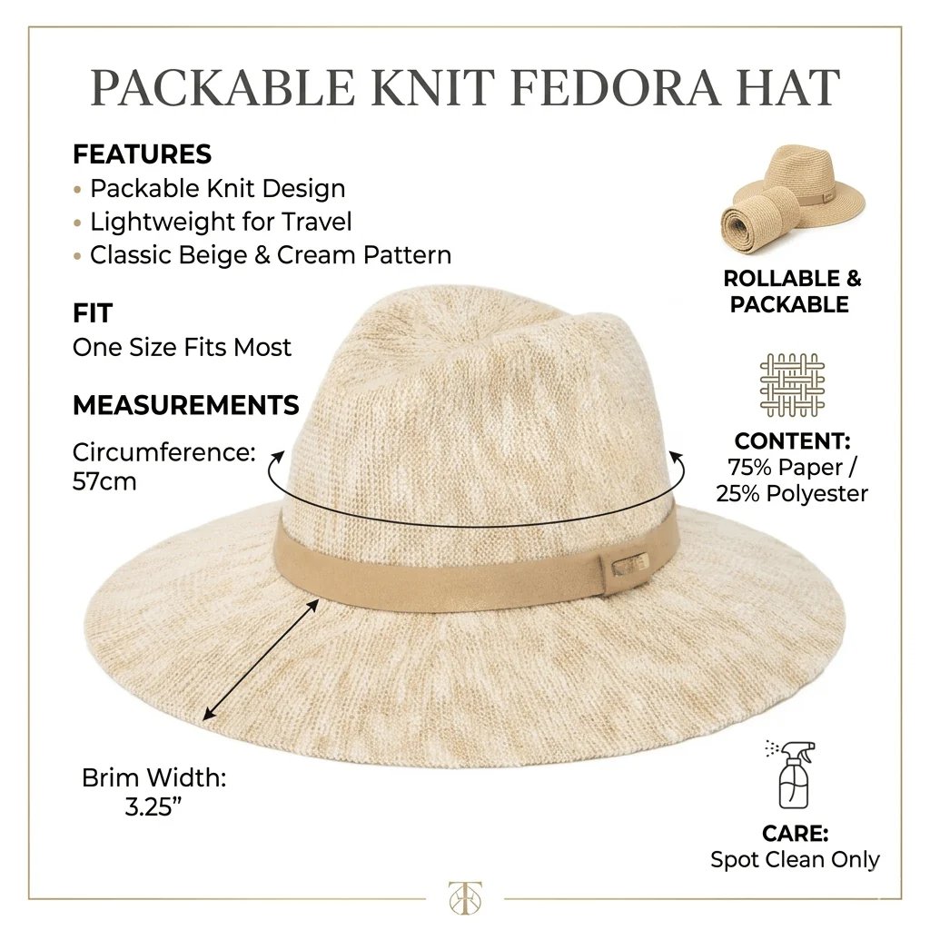 Packable Knit Fedora Hat