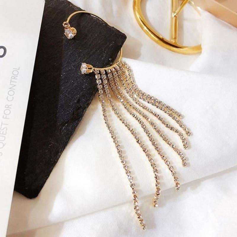 Sparkling Diamond Tassel Earrings